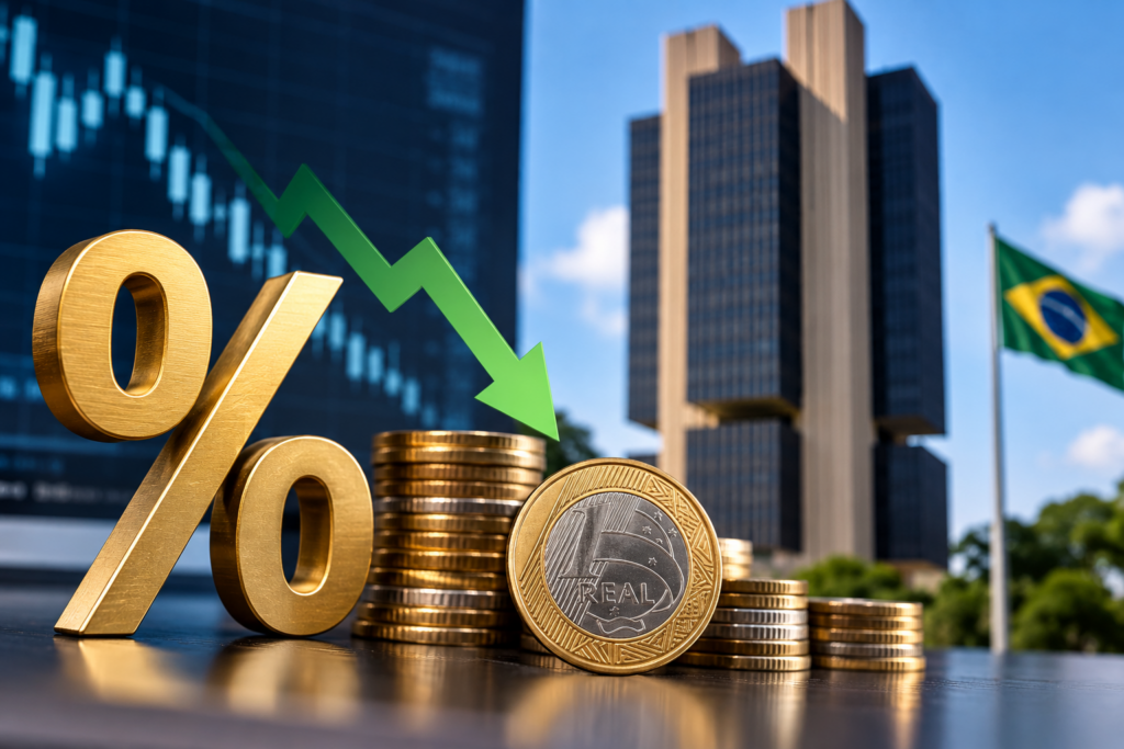 Mercado reduz projeção da Selic para 13,50% ao fim de 2026